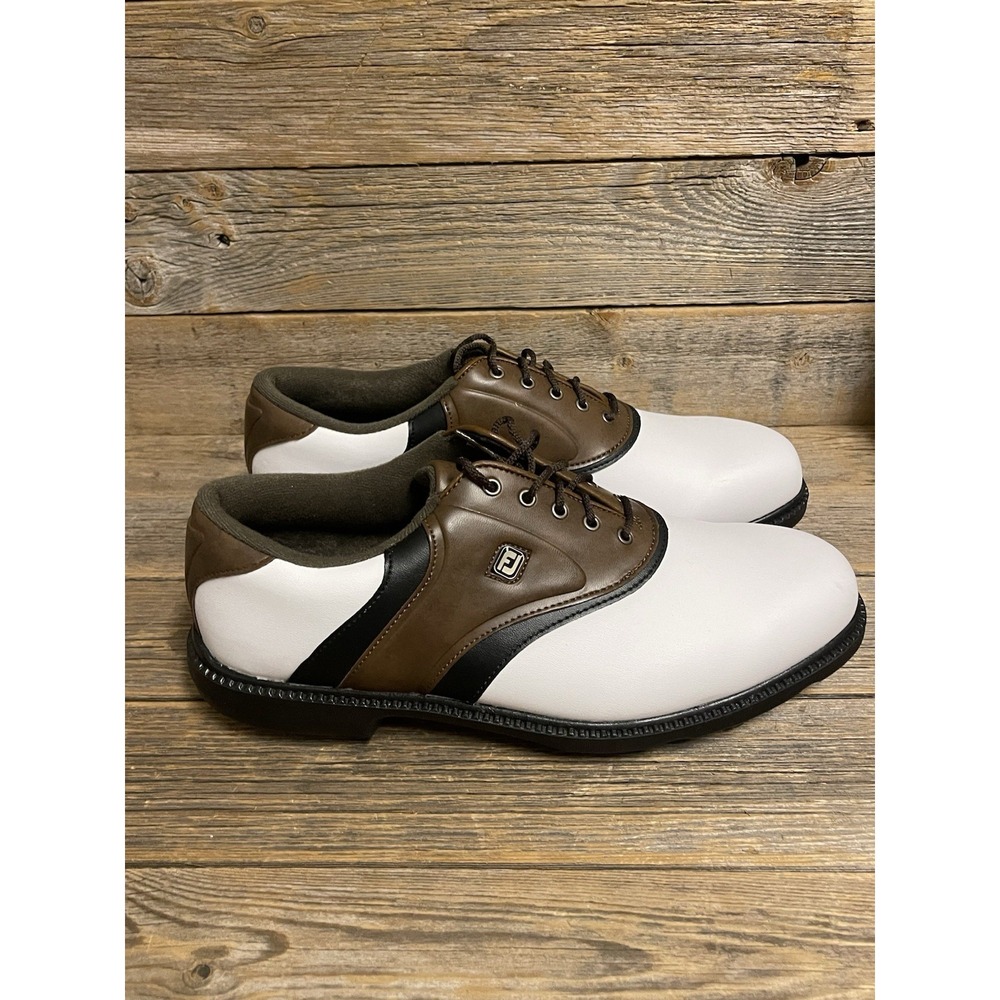 FootJoy FJ Originals Golf Shoes 45330 White Brown Black Men's Size 10 M